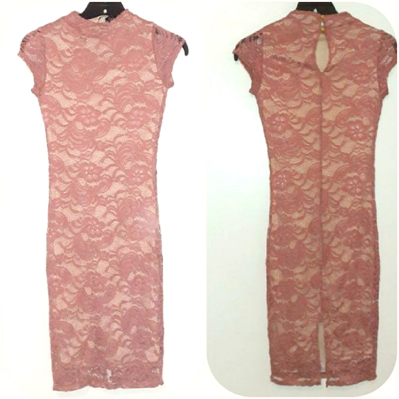 Joe & Elle Dresses & Skirts - Blush Long Fitted Roses & Lace M Jrs